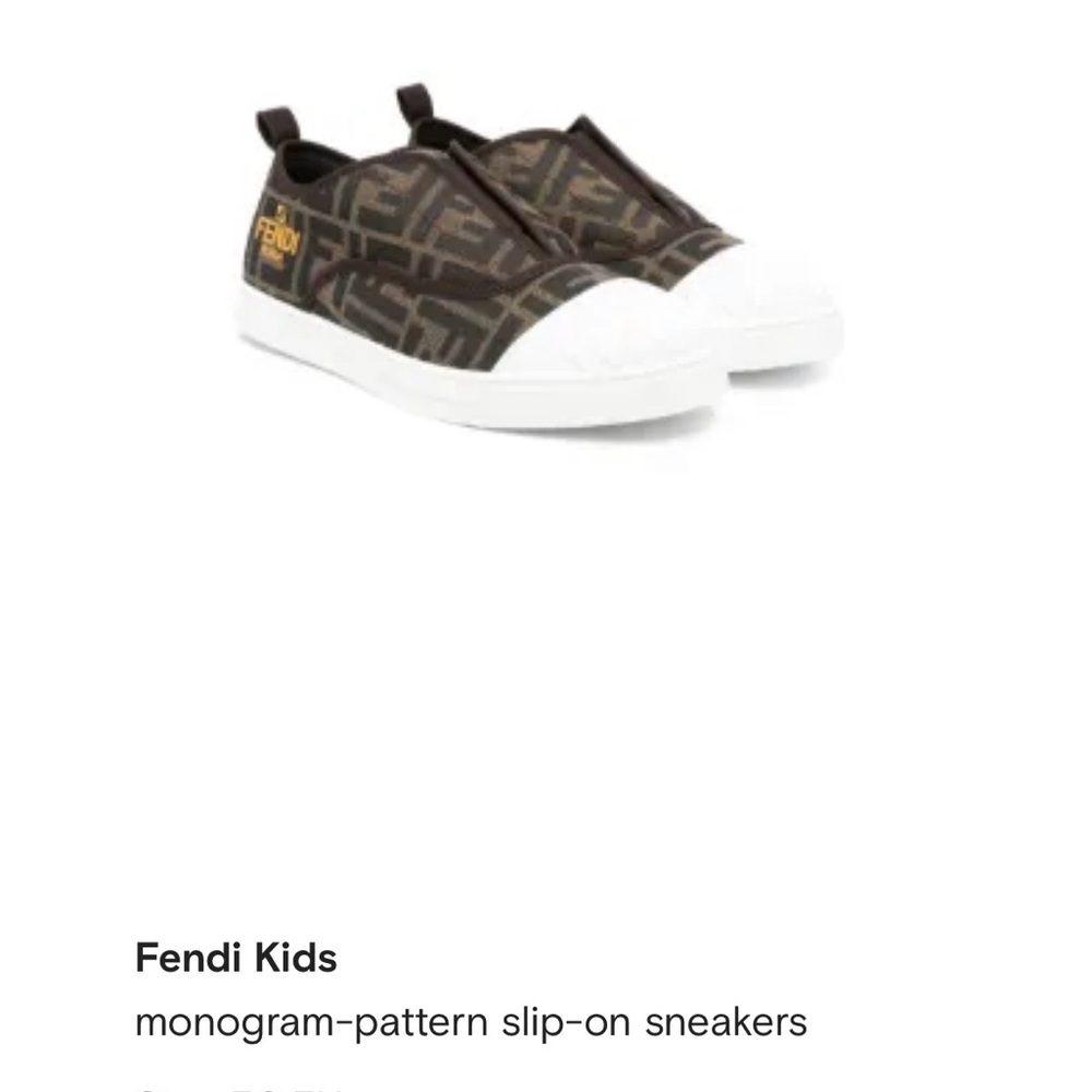 Fendi Kids Monogram Brown Slip-On Sneakers